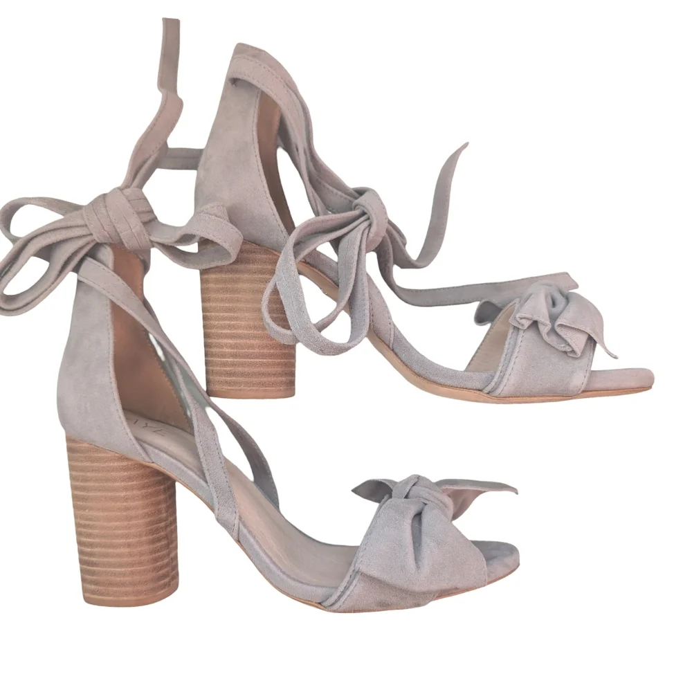RAYE Mason Smoke Suede Wrap Block Heel Sandal Size 8.5